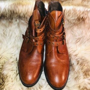 Bella Vita Mod Italy cognac Leather Biker Ankle